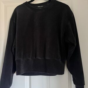 Prana Black Ribbed Crewneck Top